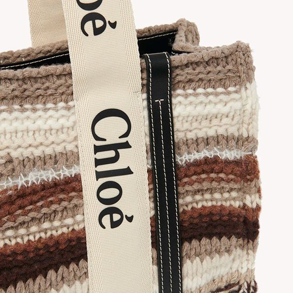 クロエ WOODY 偽物 ミディアムトートバッグ 偽物 カシミア CHC21WS383F310YA